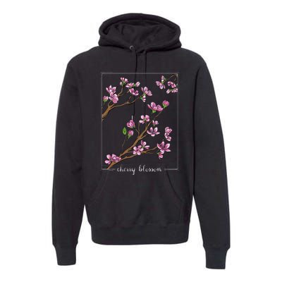 Cute Cherry Blossom Japanese Art Sakura Japan Korean Style Premium Hoodie