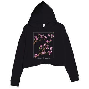 Cute Cherry Blossom Japanese Art Sakura Japan Korean Style Crop Fleece Hoodie