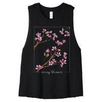 Cute Cherry Blossom Japanese Art Sakura Japan Korean Style Women's Racerback Cropped Tank