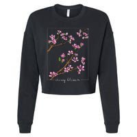 Cute Cherry Blossom Japanese Art Sakura Japan Korean Style Cropped Pullover Crew