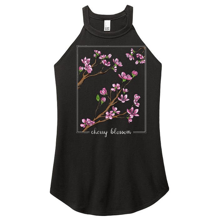 Cute Cherry Blossom Japanese Art Sakura Japan Korean Style Women's Perfect Tri Rocker Tank