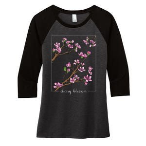 Cute Cherry Blossom Japanese Art Sakura Japan Korean Style Women's Tri-Blend 3/4-Sleeve Raglan Shirt