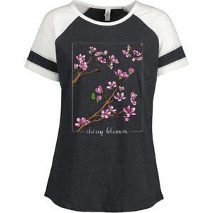 Cute Cherry Blossom Japanese Art Sakura Japan Korean Style Enza Ladies Jersey Colorblock Tee