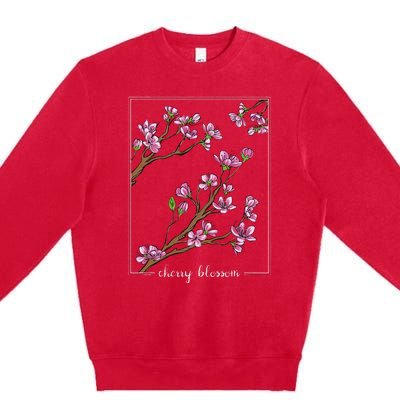 Cute Cherry Blossom Japanese Art Sakura Japan Korean Style Premium Crewneck Sweatshirt