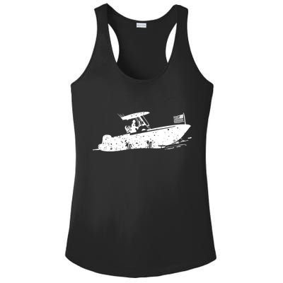 Center Console Boat, American Flag, Motorboat, Fishing Boat Ladies PosiCharge Competitor Racerback Tank