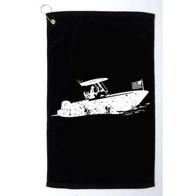 Center Console Boat, American Flag, Motorboat, Fishing Boat Golf Towel