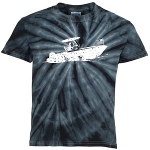 Center Console Boat, American Flag, Motorboat, Fishing Boat Kids Tie-Dye T-Shirt