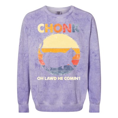 Chonk Cat Big Meme Funny Retro Style Intage Cats Memes Colorblast Crewneck Sweatshirt