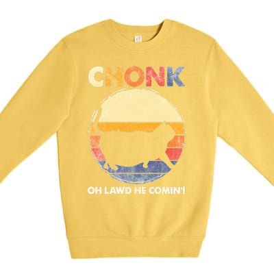 Chonk Cat Big Meme Funny Retro Style Intage Cats Memes Premium Crewneck Sweatshirt