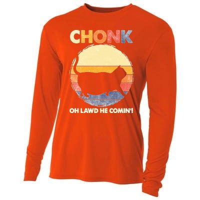 Chonk Cat Big Meme Funny Retro Style Intage Cats Memes Cooling Performance Long Sleeve Crew