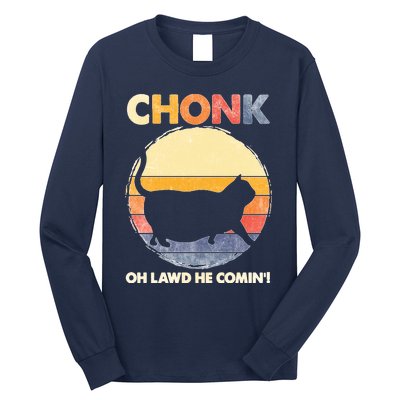 Chonk Cat Big Meme Funny Retro Style Intage Cats Memes Long Sleeve Shirt