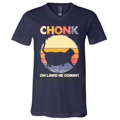 Chonk Cat Big Meme Funny Retro Style Intage Cats Memes V-Neck T-Shirt