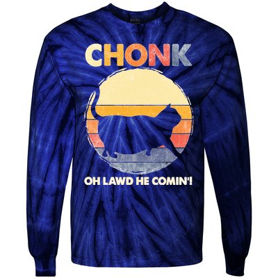 Chonk Cat Big Meme Funny Retro Style Intage Cats Memes Tie-Dye Long Sleeve Shirt