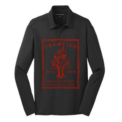 Crawfish Crew Breaux Bridge Retro Cajun Seafood Silk Touch Performance Long Sleeve Polo