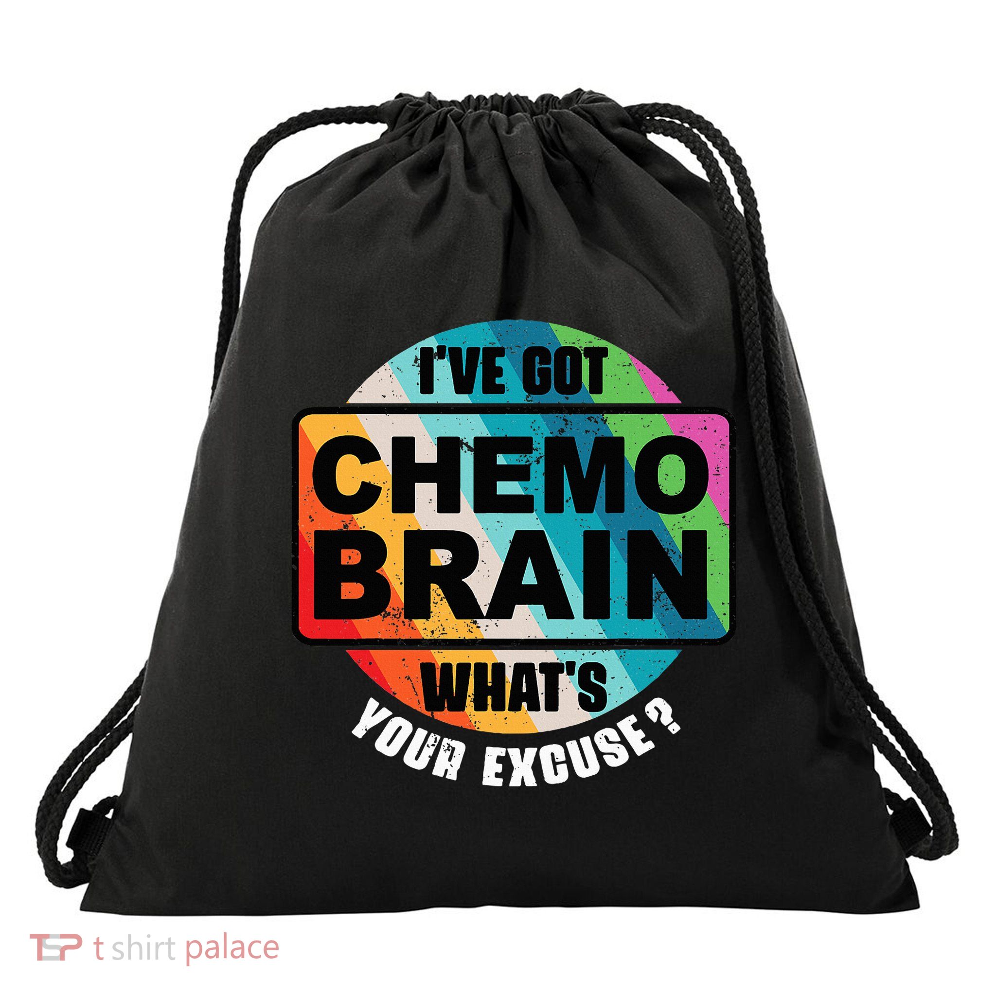 Cancer Chemo Brain Retro Awareness Drawstring Bag