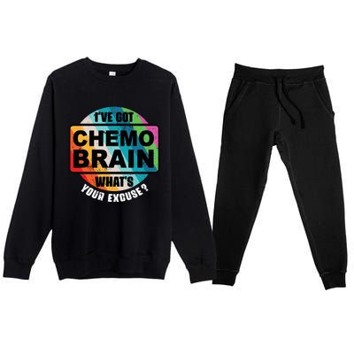 Cancer Chemo Brain Retro Awareness Premium Crewneck Sweatsuit Set