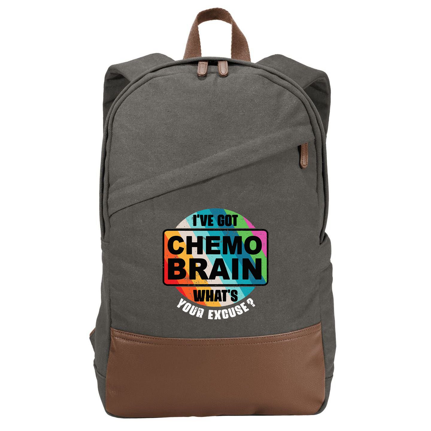Cancer Chemo Brain Retro Awareness Cotton Canvas Backpack
