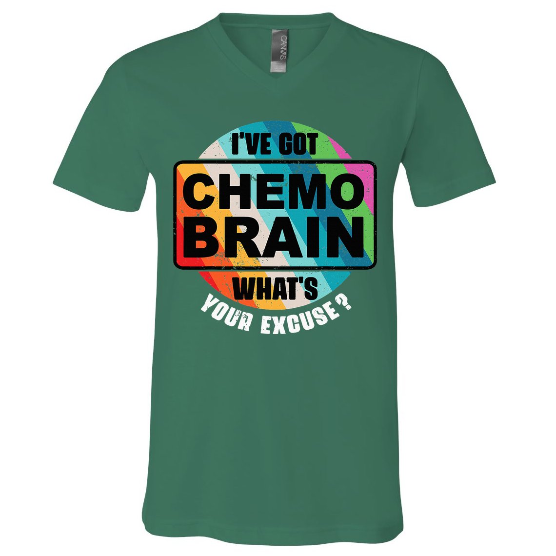 Cancer Chemo Brain Retro Awareness V-Neck T-Shirt