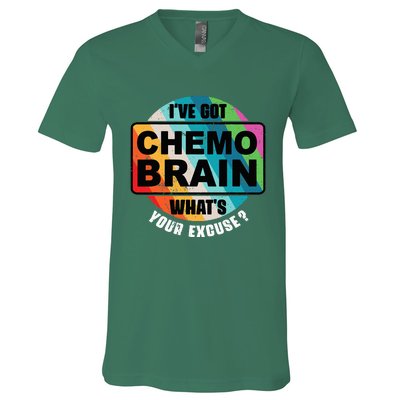 Cancer Chemo Brain Retro Awareness V-Neck T-Shirt