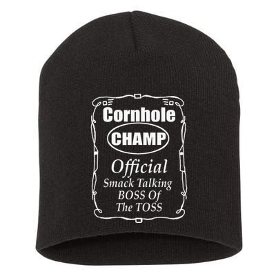 Cornhole Champion Boss Of The Toss Cornhole Short Acrylic Beanie