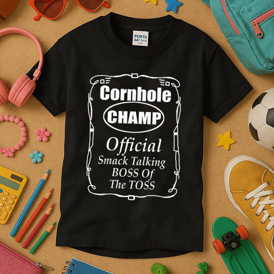 Cornhole Champion Boss Of The Toss Cornhole Kids T-Shirt