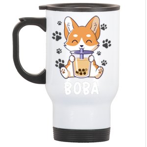 Cute Corgi Boba Bubble Tea Stainless Steel Travel Mug