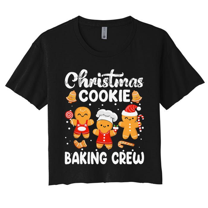 Christmas Cookie Baking Crew Xmas Cookie Exchange Santa Women's Crop Top Tee