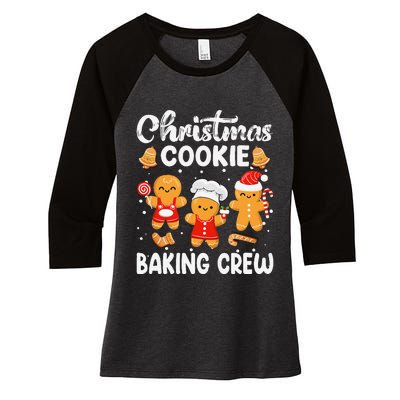 Christmas Cookie Baking Crew Xmas Cookie Exchange Santa Women's Tri-Blend 3/4-Sleeve Raglan Shirt