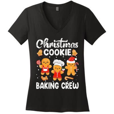 Christmas Cookie Baking Crew Xmas Cookie Exchange Santa Women's V-Neck T-Shirt