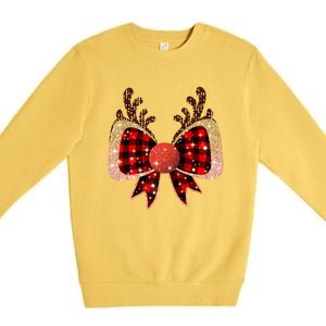 Christmas Coquette Bow Reindeer Xmas Pajama Cute Gift Premium Crewneck Sweatshirt