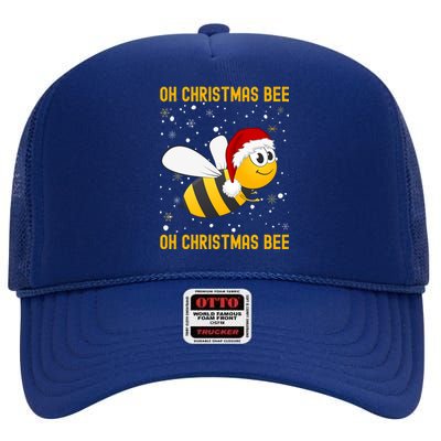 Cute Christmas Bumble Bee Oh Christmas Tree Joke Snow Scene Meaningful Gift High Crown Mesh Back Trucker Hat