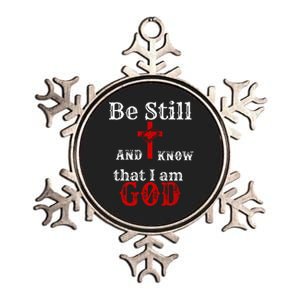 Christian Church Bible Scripture Be Still and Know I am GOD Metallic Star Ornament