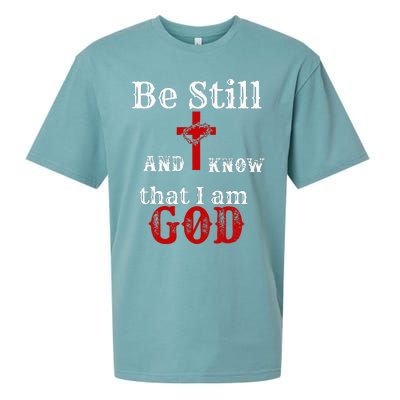 Christian Church Bible Scripture Be Still and Know I am GOD Sueded Cloud Jersey T-Shirt