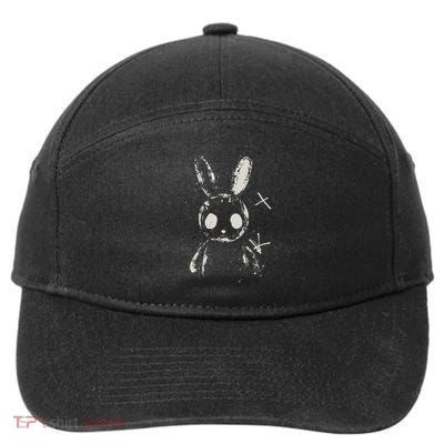 Creepy Cute Bunny Rabbit Alt Goth Grunge Horror Aesthetic , 7-Panel Snapback Hat
