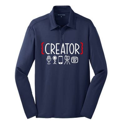 Content Creator blogger vlogger influencer Creator Silk Touch Performance Long Sleeve Polo