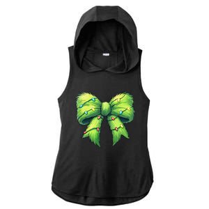 Coquette Christmas Bow Girl Women Holiday Ribbon Tree Lights Ladies PosiCharge Tri-Blend Wicking Draft Hoodie Tank