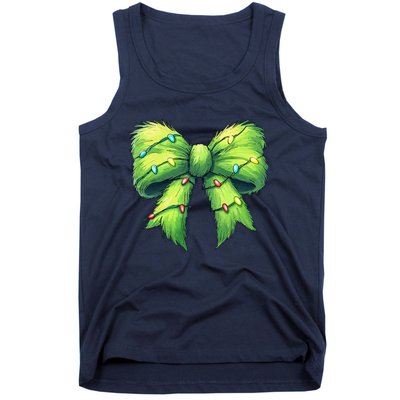 Coquette Christmas Bow Girl Women Holiday Ribbon Tree Lights Tank Top