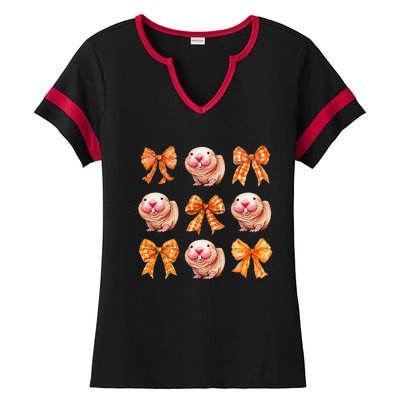 Cute Coquette Bow Naked Mole Rat Animal Halloween Girl Women Ladies Halftime Notch Neck Tee