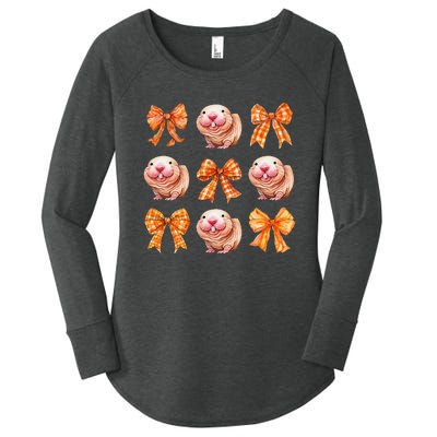 Cute Coquette Bow Naked Mole Rat Animal Halloween Girl Women Women's Perfect Tri Tunic Long Sleeve Shirt