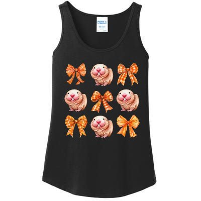 Cute Coquette Bow Naked Mole Rat Animal Halloween Girl Women Ladies Essential Tank