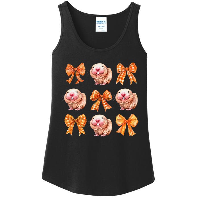 Cute Coquette Bow Naked Mole Rat Animal Halloween Girl Women Ladies Essential Tank