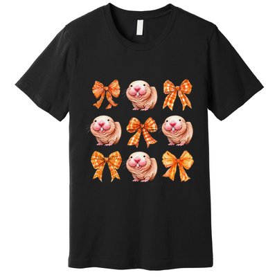 Cute Coquette Bow Naked Mole Rat Animal Halloween Girl Women Premium T-Shirt