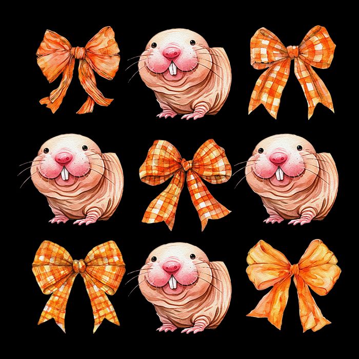 Cute Coquette Bow Naked Mole Rat Animal Halloween Girl Women Baby Bodysuit