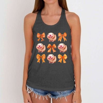 Cute Coquette Bow Naked Mole Rat Animal Halloween Girl Women Women's Knotted Racerback Tank