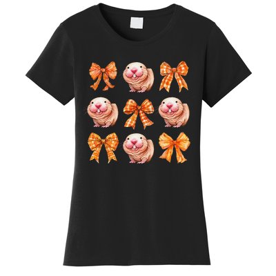 Cute Coquette Bow Naked Mole Rat Animal Halloween Girl Women Women's T-Shirt