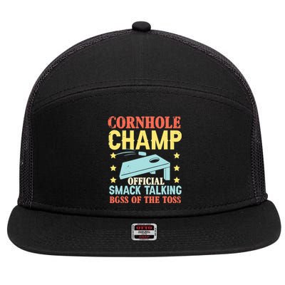 Cornhole Champ Bean Bag Toss Player 7 Panel Mesh Trucker Snapback Hat