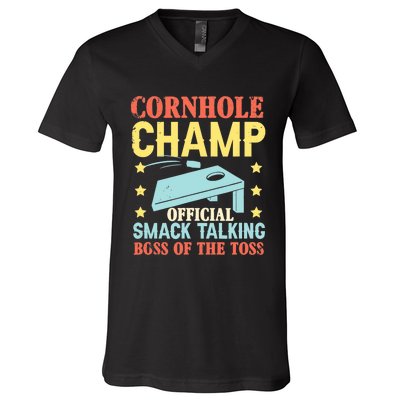 Cornhole Champ Bean Bag Toss Player V-Neck T-Shirt