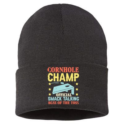 Cornhole Champ Bean Bag Toss Player Sustainable Knit Beanie