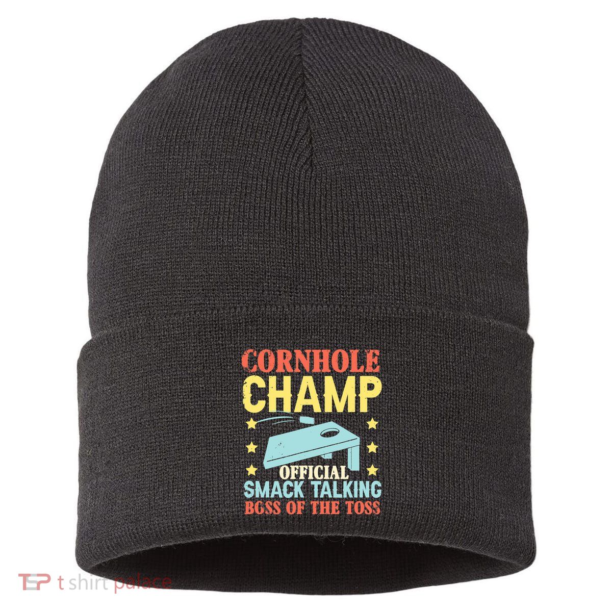 Cornhole Champ Bean Bag Toss Player Sustainable Knit Beanie