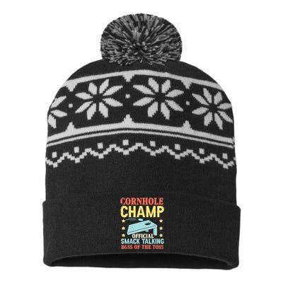 Cornhole Champ Bean Bag Toss Player USA-Made Snowflake Beanie